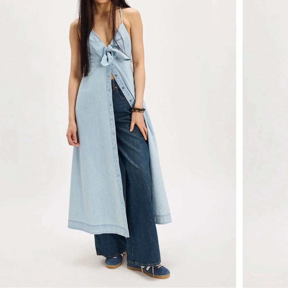 NWT Free People Via Denim Midi Dress, XS - Picture 3 of 7